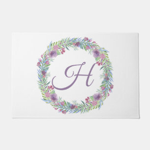Floral Wreath Monogrammed Personalised Doormat