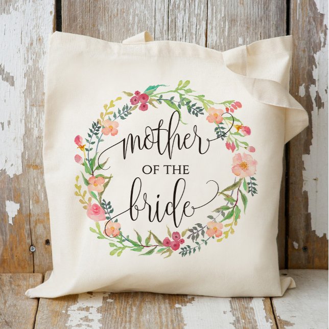 Floral Wreath, Mother of the Bride, Calligraphy-6 Tote Bag (Creator Uploaded)