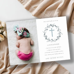Floral Wreath Photo Godfather Proposal Invite