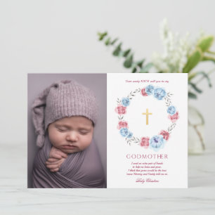 Floral Wreath Photo Godmother Proposal Card
