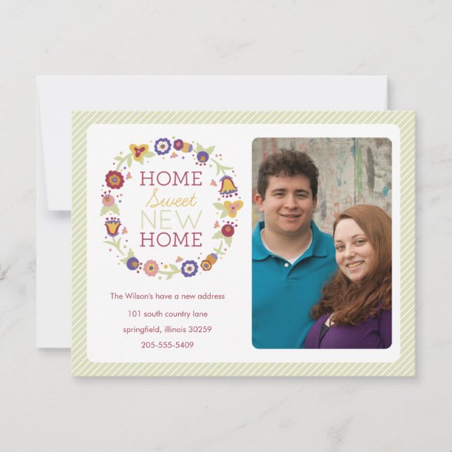 Floral Wreath Photo Moving Announcement (Front)