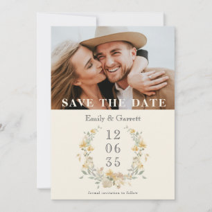 Floral Wreath Photo Save The Date