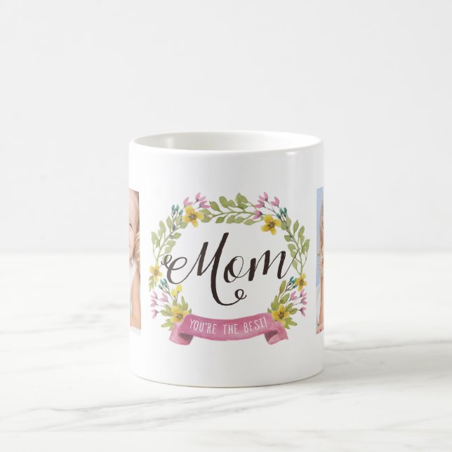 Floral Wreath | Photo Template for Mum Coffee Mug (Center)
