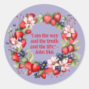 Floral Wreath Religious Inspirational Message Classic Round Sticker