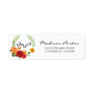 Floral Wreath Return Address Label