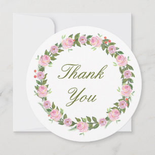 Floral Wreath Round Thank You Cards