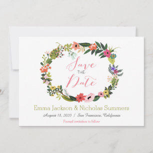 Floral Wreath Save the Date Card