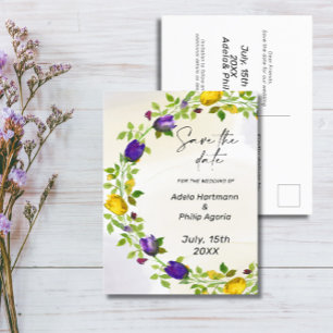 Floral Wreath Save the date Postcard