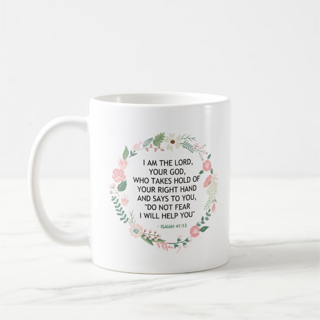 Floral Wreath Scripture Bible Verse  Coffee Mug (Left)