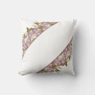 Floral wreath spring summer pink flowers green lea cushion