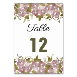 Floral wreath spring summer pink flowers green lea table number