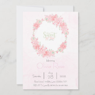 Floral Wreath Sweet 14th Girl Birthday Party Invit Invitation