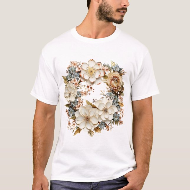 Floral Wreath T-Shirt Delicate Botanical Graphic (Front)