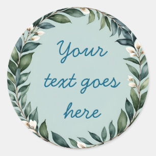 floral wreath text illustration watercolor custom classic round sticker