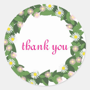 Floral Wreath Thank You Classic Round Sticker