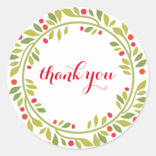 Floral Wreath Thank You Classic Round Sticker