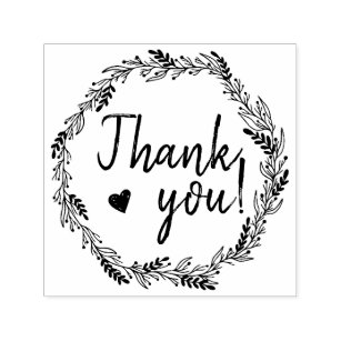 Floral Wreath Thank You Heart Self-inking Stamp