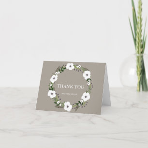 Floral Wreath Thank You Notes - taupe