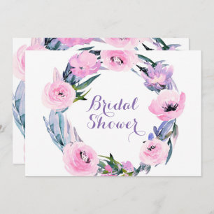 Floral Wreath Watercolor Elegant Bridal Shower Invitation
