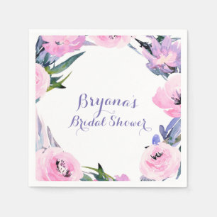 Floral Wreath Watercolor Elegant Bridal Shower Napkin