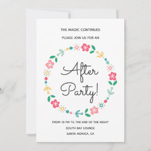 Floral wreath wedding after party invitation