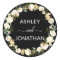 Floral Wreath Wedding Black Beige Labels Seals