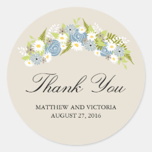 Floral Wreath Wedding Classic Round Sticker