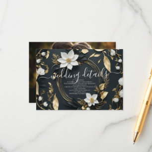Floral Wreath Wedding Information Details Photo Enclosure Card
