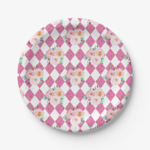 Floral Wreath Wedding Invitation Paper Plate