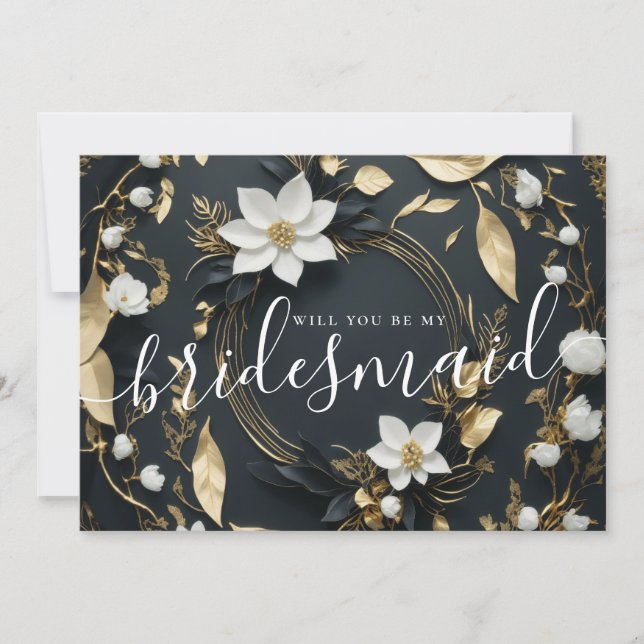 Floral Wreath Will You Be My Bridesmaid Proposal Invitation (Front)