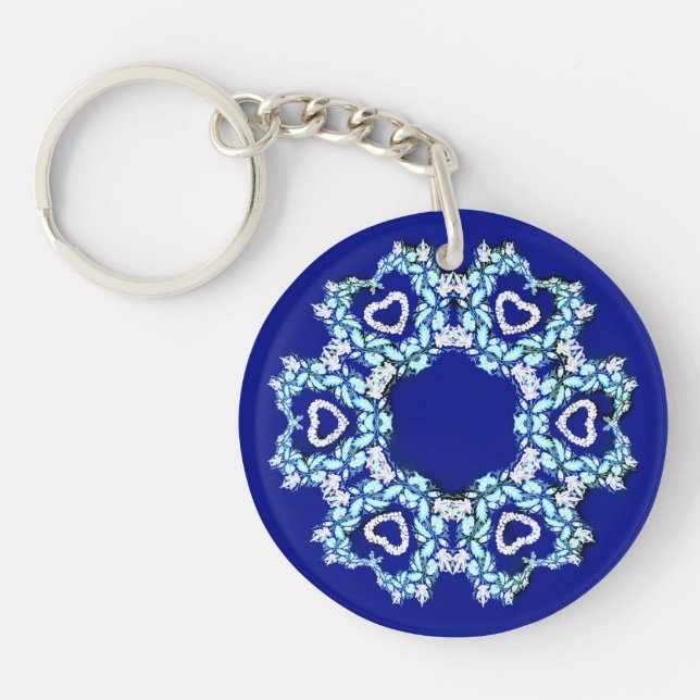 Floral wreath with hearts key ring (Front)