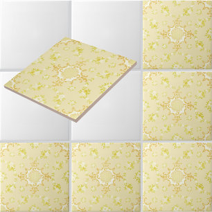 Floral Wreaths With Rose Centres Pattern Ceramic Tile