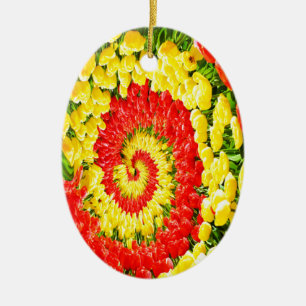 Floral Xmas with tulips Ceramic Ornament