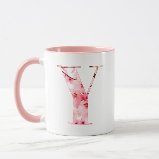 Floral Y Initial Mug | Personalized Name & Traits (Left)