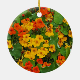 Floral Yellow and Orange Nasturtiums Photo Ceramic Ornament