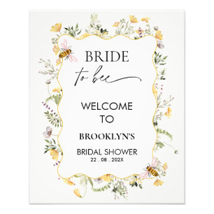 Floral Yellow Bee Bridal Shower Welcome Sign