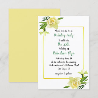 Floral Yellow Birthday Party Invitation