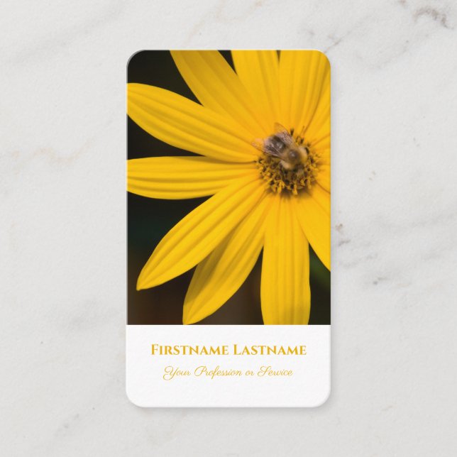 Floral yellow blossom bee florist flower experts business card (Front)