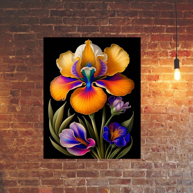 Floral Yellow Blue Botanical Illustration Poster (Creator Uploaded)