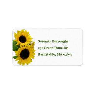Floral Yellow Flower Spring Autumn Fall Sunflowers Label