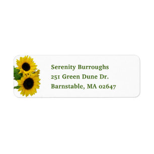 Floral Yellow Flower Spring Autumn Fall Sunflowers Return Address Label