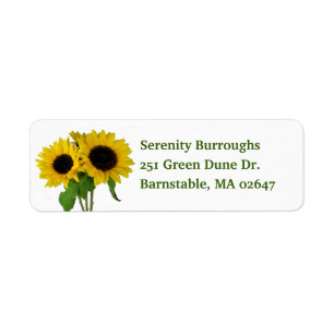Floral Yellow Flower Spring Autumn Fall Sunflowers Return Address Label