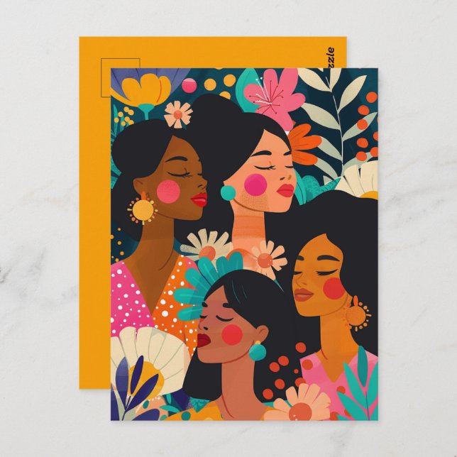 Floral Yellow International Women's Day Postcard (Front/Back)