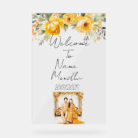 Floral yellow Mendhi sign