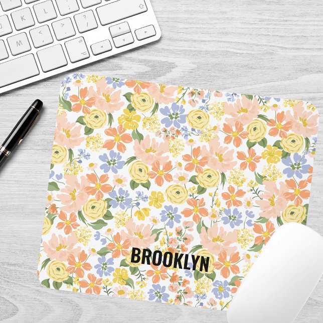 Floral Yellow Peach Mouse Pad (Creator Uploaded)