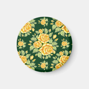 Floral Yellow Roses Pattern Magnet