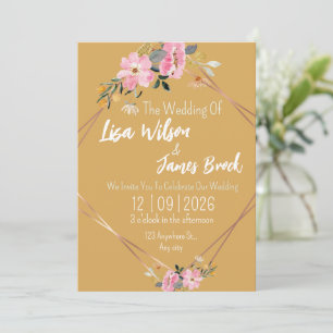 Floral yellow Rustic Wedding Invitation