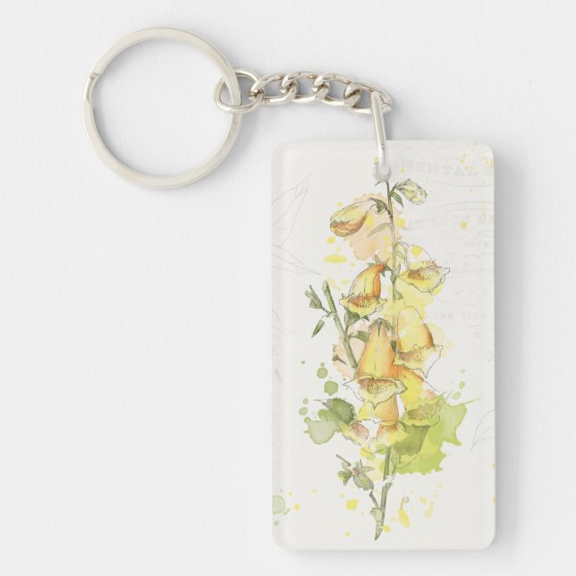 Floral Yellow Splash Key Ring (Front)