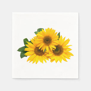 Floral Yellow Sunflower Country Wedding Flowers Napkin