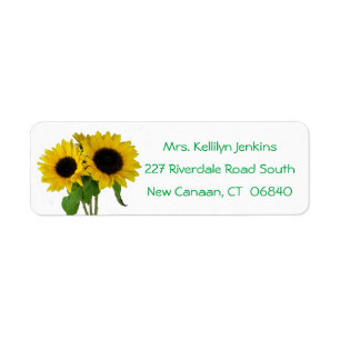 Floral Yellow Sunflower Flowers Green Love Return Address Label
